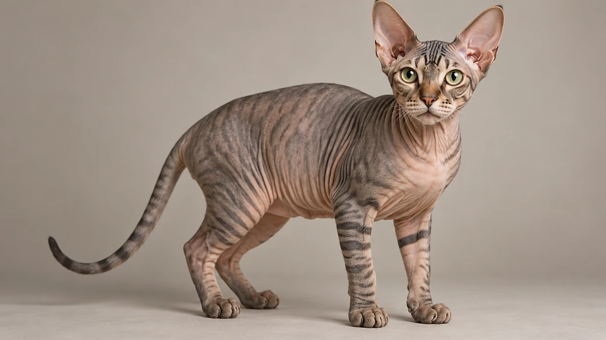 Sfenks Kedisi kedi — tabby desenli deri