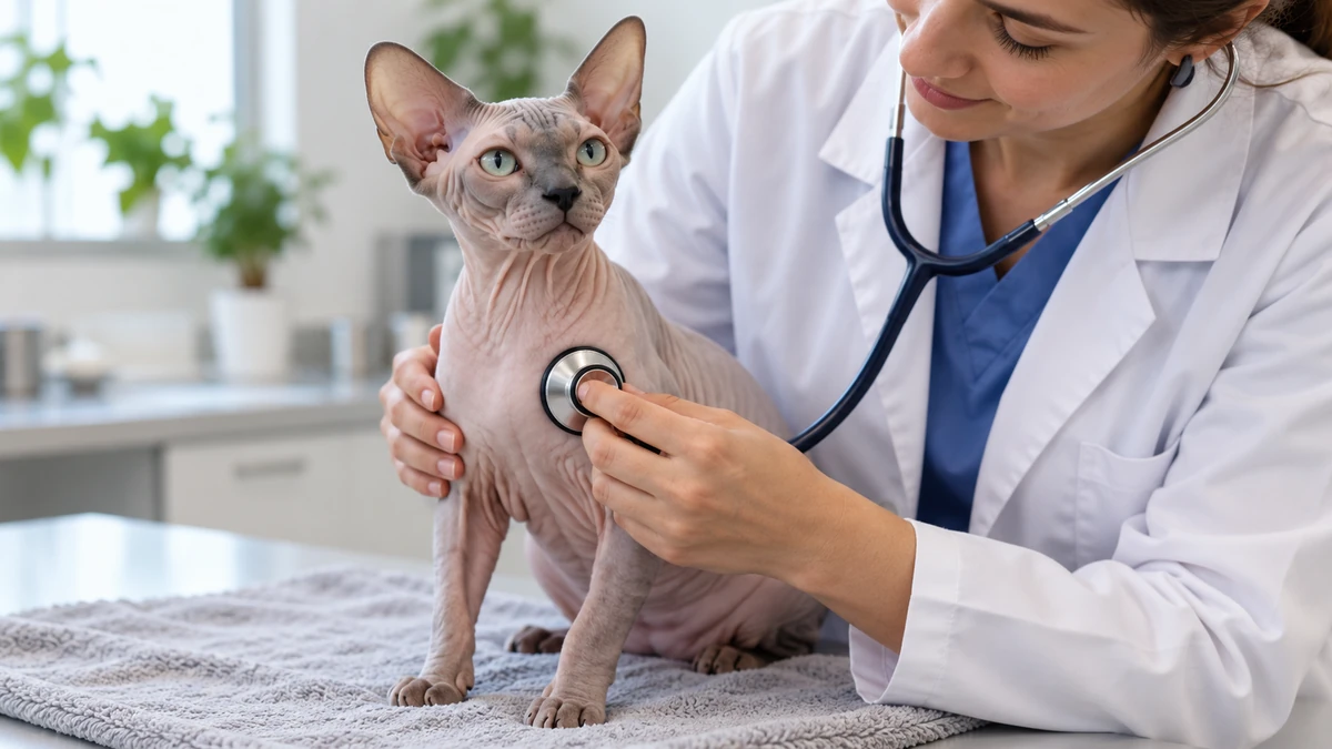 Sfenks Kedisi kedi — veteriner kontrolü